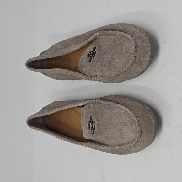 Coach Mary Lock Up Suede Leather Taupe Color Loafers Drivers Women's Size 9.5 - Picture 2 of 6